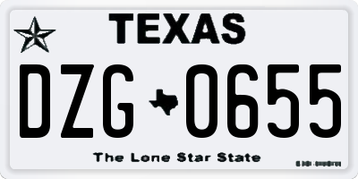 TX license plate DZG0655