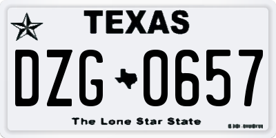 TX license plate DZG0657