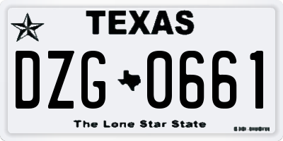TX license plate DZG0661