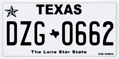 TX license plate DZG0662