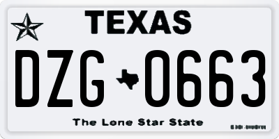TX license plate DZG0663