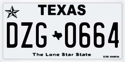 TX license plate DZG0664