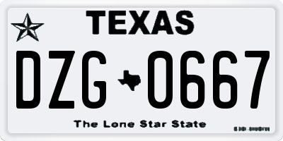 TX license plate DZG0667