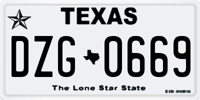 TX license plate DZG0669