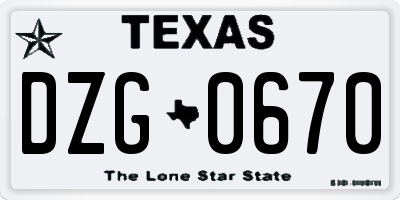 TX license plate DZG0670