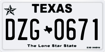 TX license plate DZG0671