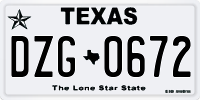 TX license plate DZG0672