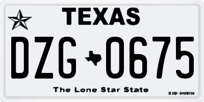 TX license plate DZG0675
