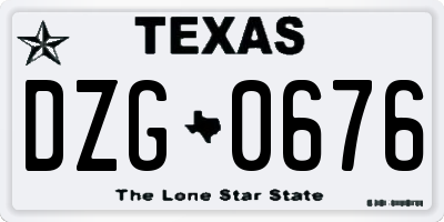 TX license plate DZG0676