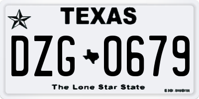 TX license plate DZG0679