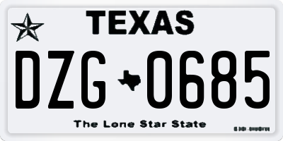 TX license plate DZG0685