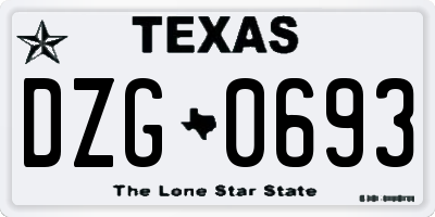 TX license plate DZG0693