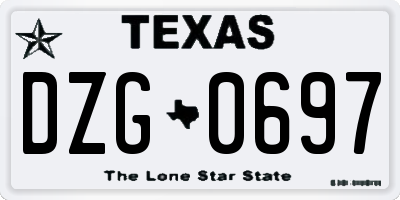 TX license plate DZG0697