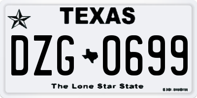 TX license plate DZG0699