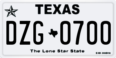 TX license plate DZG0700