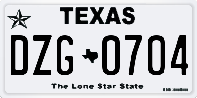TX license plate DZG0704