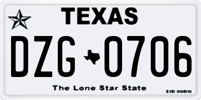 TX license plate DZG0706