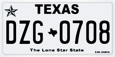 TX license plate DZG0708