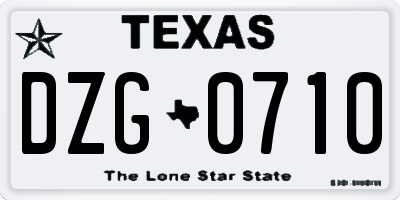 TX license plate DZG0710