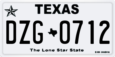 TX license plate DZG0712