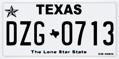 TX license plate DZG0713
