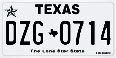 TX license plate DZG0714