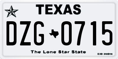 TX license plate DZG0715