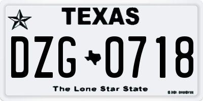 TX license plate DZG0718