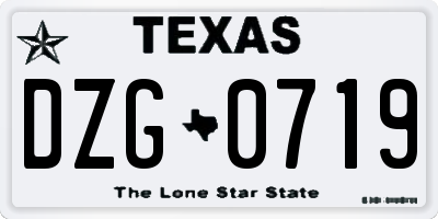 TX license plate DZG0719