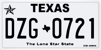 TX license plate DZG0721