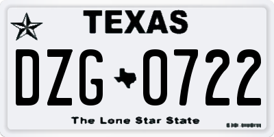 TX license plate DZG0722