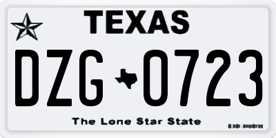 TX license plate DZG0723