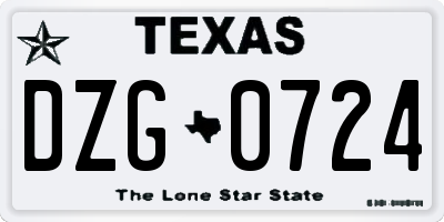 TX license plate DZG0724