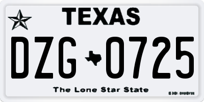 TX license plate DZG0725