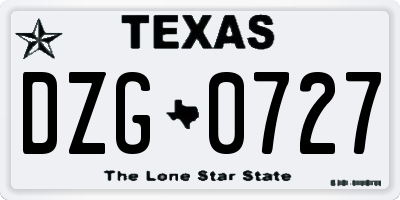 TX license plate DZG0727