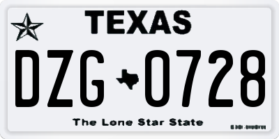 TX license plate DZG0728