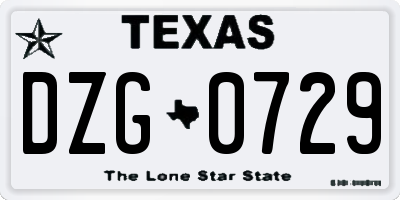 TX license plate DZG0729