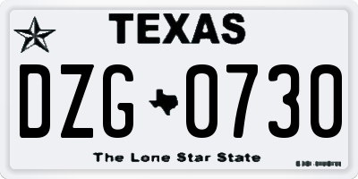 TX license plate DZG0730