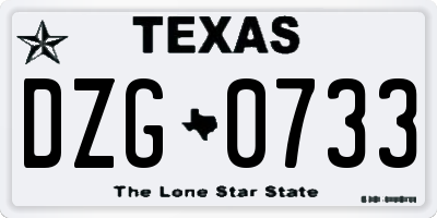 TX license plate DZG0733