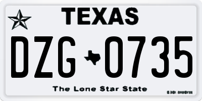 TX license plate DZG0735