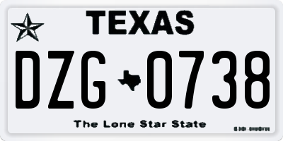 TX license plate DZG0738