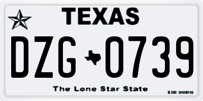 TX license plate DZG0739