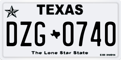 TX license plate DZG0740