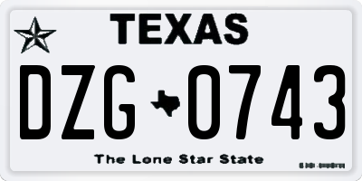 TX license plate DZG0743