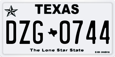 TX license plate DZG0744
