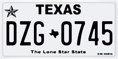 TX license plate DZG0745