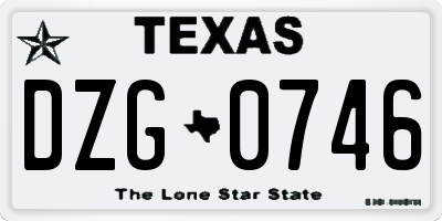 TX license plate DZG0746