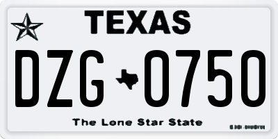 TX license plate DZG0750
