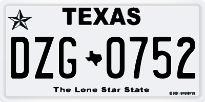 TX license plate DZG0752