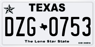 TX license plate DZG0753